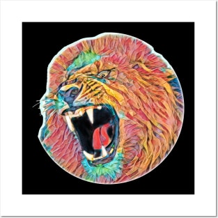 Lion's head colorfully Posters and Art